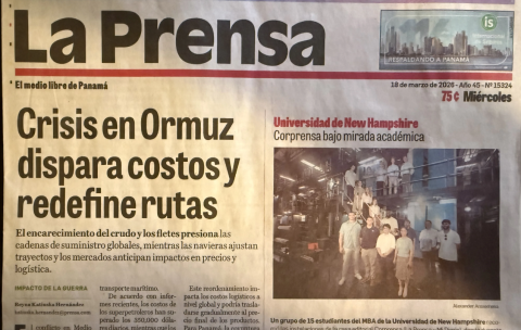 UNH students were recognized with a photo on the front page of La Prensa, Panama's leading independent newspaper.