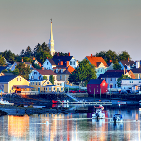 town houses and buildings overlooking a body of water