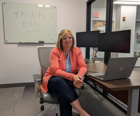Lisa Keslar sits in her office at the UNH ECenter.