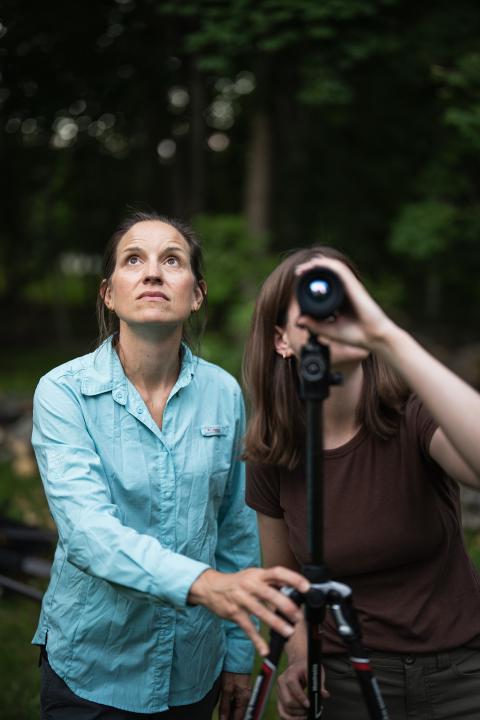 UNH Researchers are using a telescope to observe bats