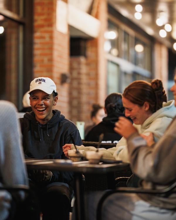 UNH students eating ice cream in the downtown