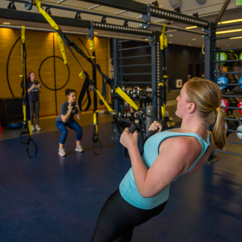 UNH students working out the Hamel Rec Center