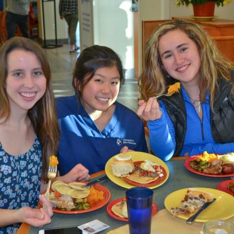 students in dining hall