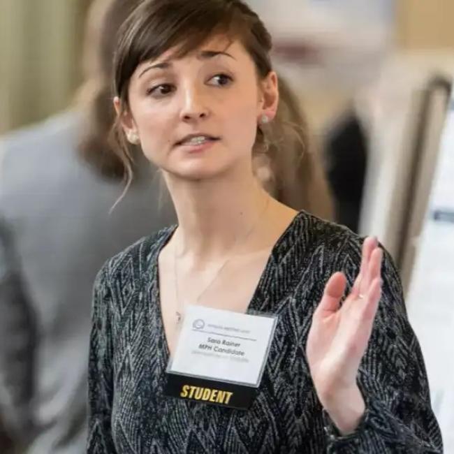 Student presenting their research