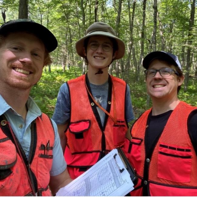 ADAPT Project Managers Ryan Smith (left) and Aaron Guman (right) and Project Coordinator Aaron Hoag (center) on a cooperator farm site visit.