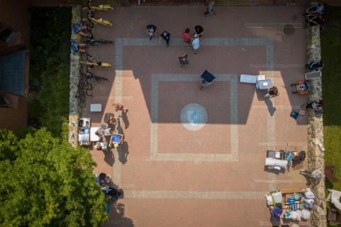 Aerial of UNH campus on move-in day