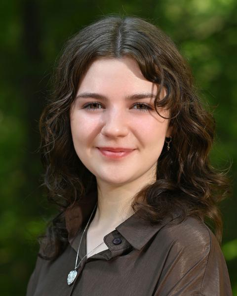 woman, outside, collared shirt