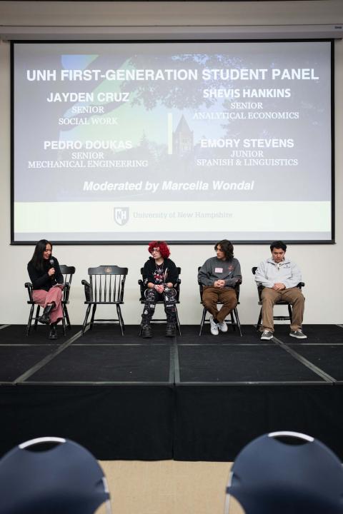 Wide shot of student panel in 2025 celebration
