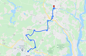 bike route map Dover to UNH Durham