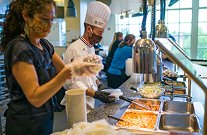 dining hall serving food