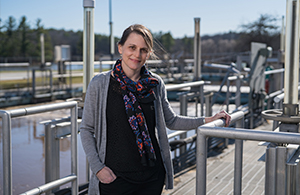 PAULA MOUSER, ASSOCIATE PROFESSOR OF CIVIL AND ENVIRONMENTAL ENGINEERING, AT DURHAM'S WASTEWATER TREATMENT FACILITY