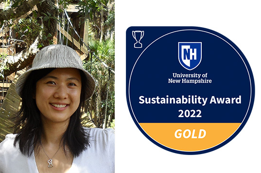 Julianna Gesun with gold sustainability award icon