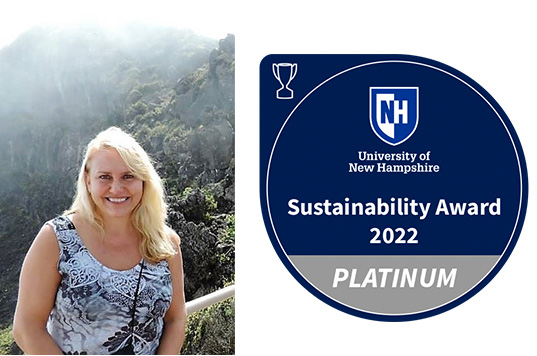 Dawna Perez with platinum sustainability award icon