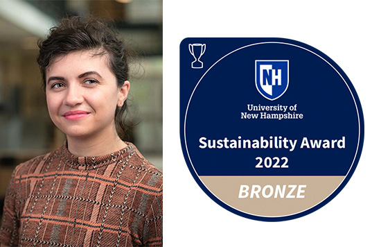 Ciara Wright with sustainability bronze award icon