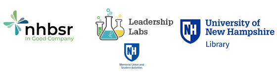 logos for NHBSR, UNH MUB Leadership Labs, and UNH Library
