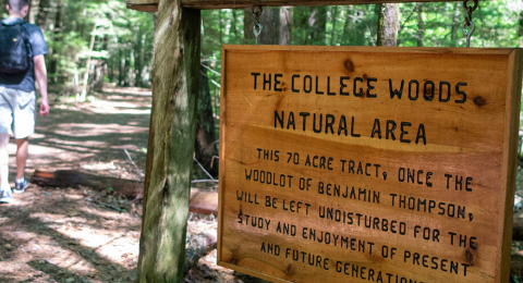 college woods trail and sign
