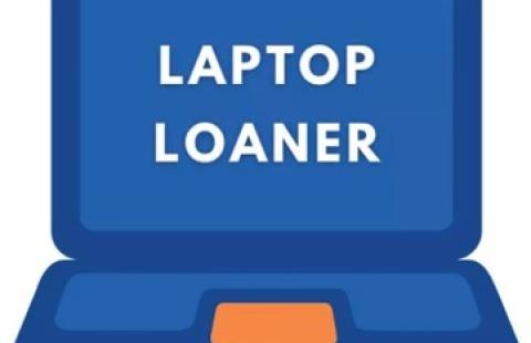 graphic of a laptop with the words Laptop Loaner on the screen