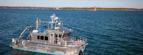 Research boat on ocean