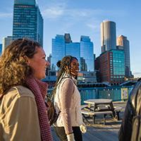 students walking in Boston