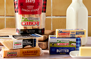 cabot dairy items on a counter