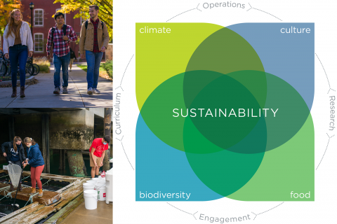 sustainability graphic with photos of students