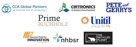 CCA Global, Cirtronics, Pete & Gerry's, Prime Buchholz, Unitil, Maurice Prize, NHBSR, and Recycled Planet logos