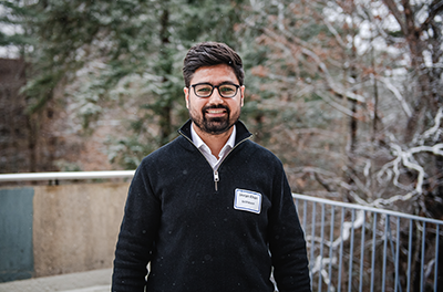 a student standing outside