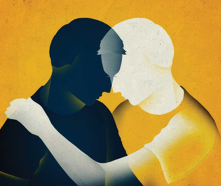 figures embracing illustration by Brian Stauffer