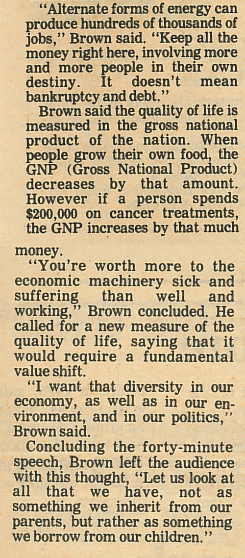 Brown stresses self-reliance