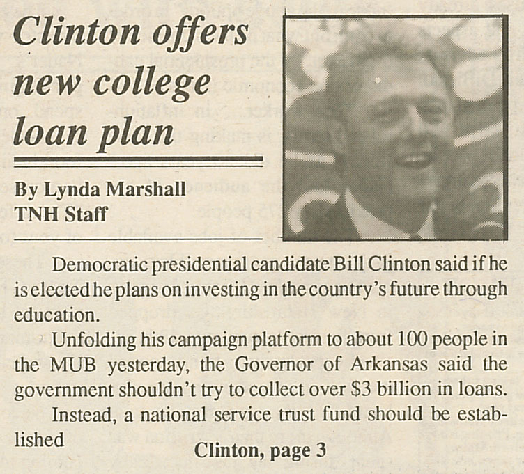 Clinton offers new college loan plan