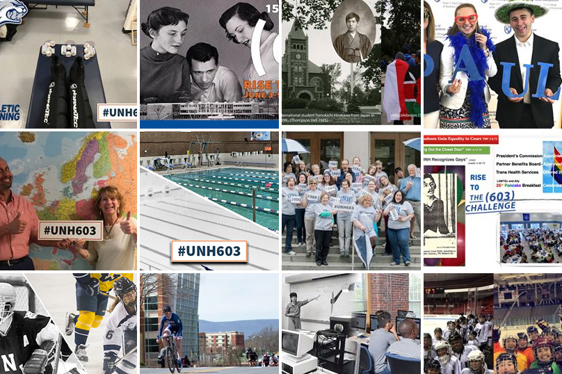 a collage of images from The #UNH603 Challenge Facebook photo contest