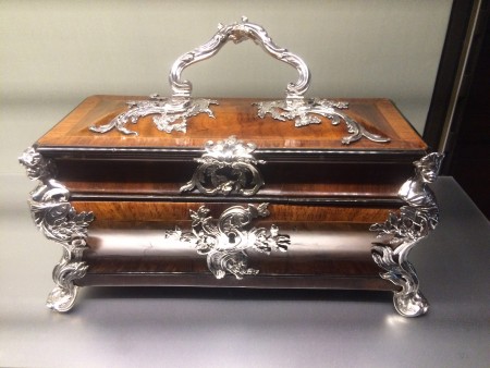 wooden and metal box on display at the MFA