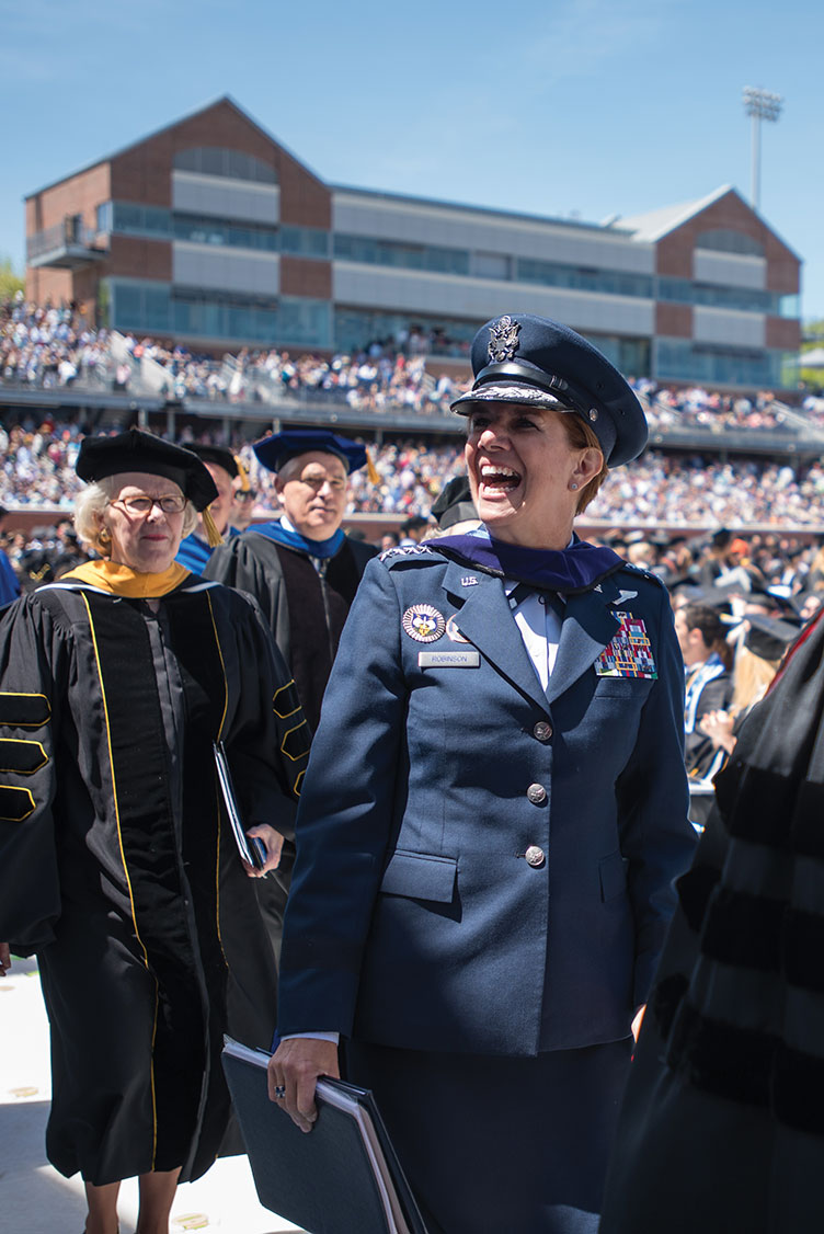 Gen. Lori Robinson ’81 was all smiles at UNH’s 146th commencement