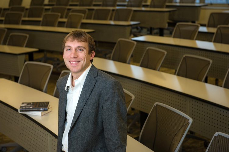 Jason Sokol in empty classroom