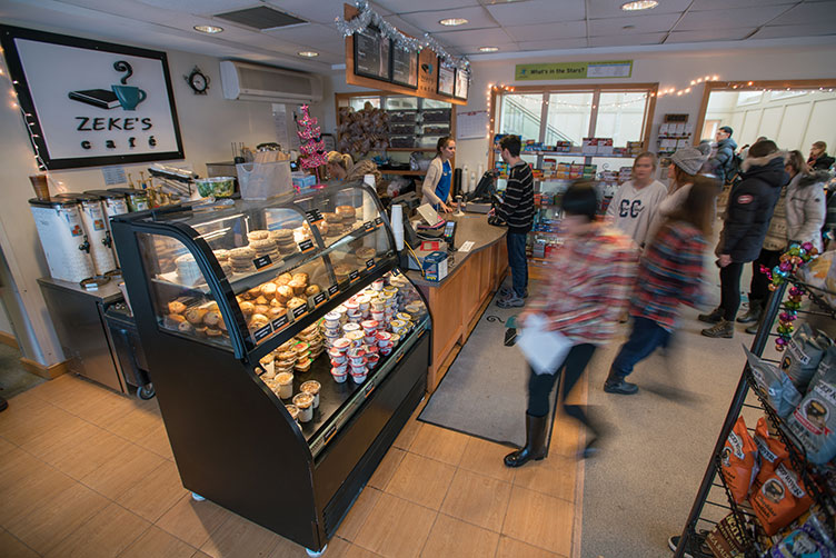 students in Zeke's Cafe in UNH's Dimond Library