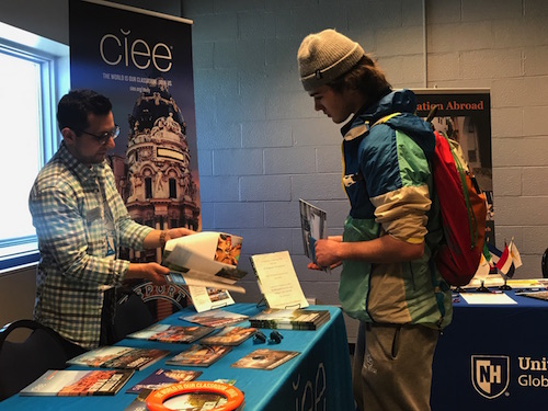 UNH talking with study abroad counselor. 