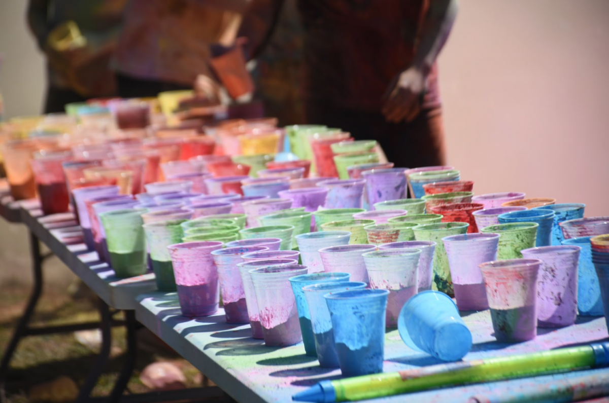 Cups filled with colorful chalk dust at UNH Holi celebration