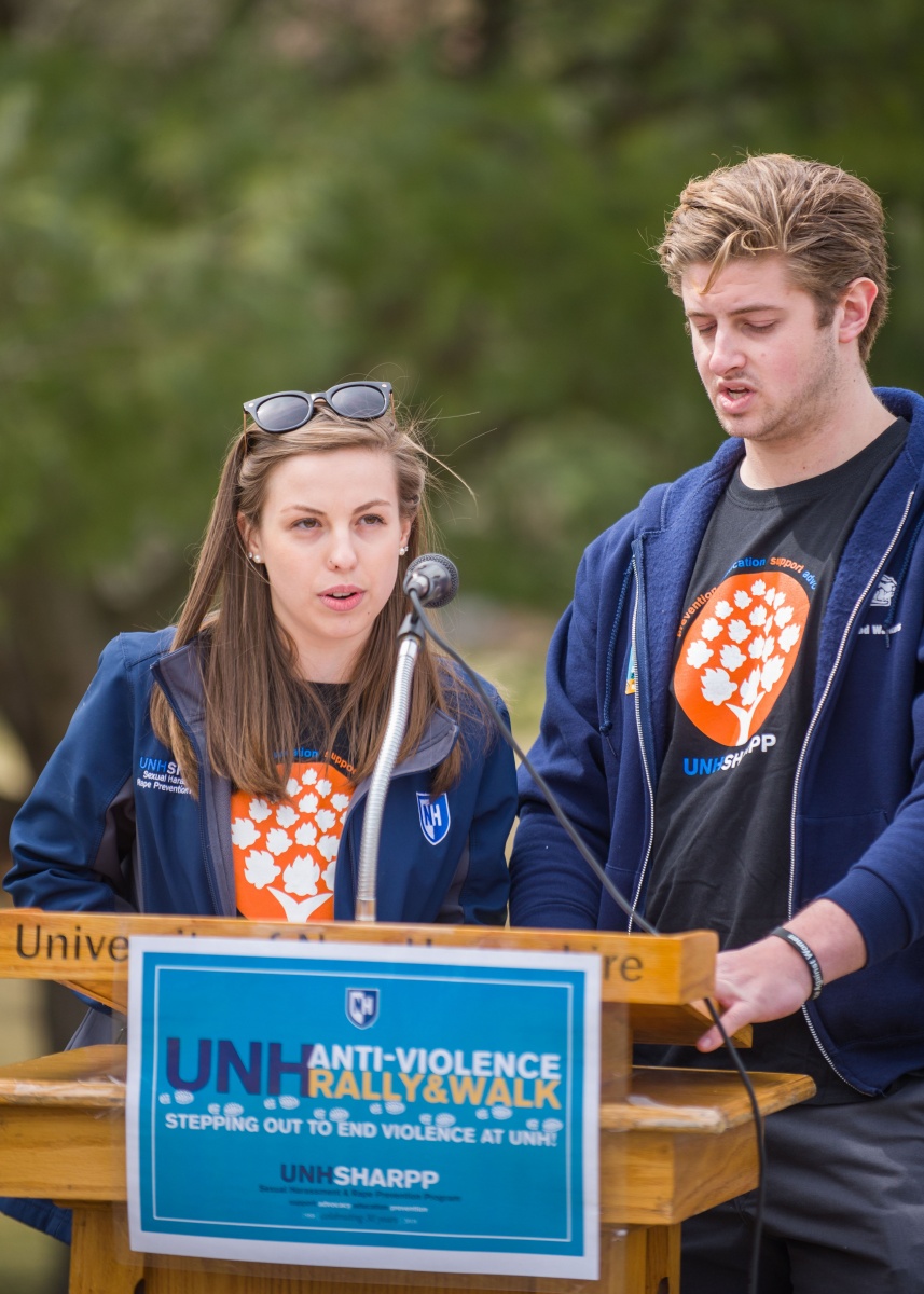 UNH students at a sex assault prevention rally