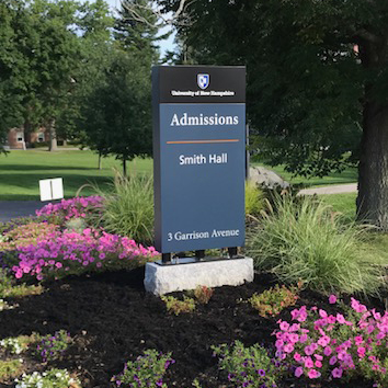 The sign for Smith Hall at UNH