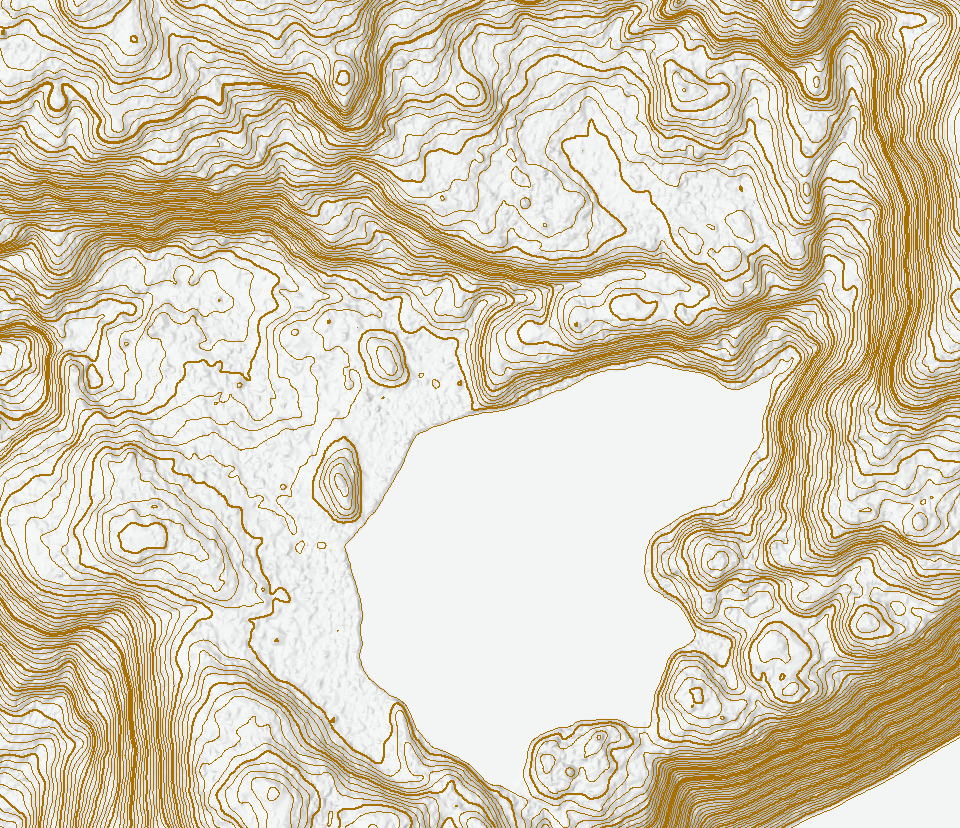 A map with 2-foot contour lines