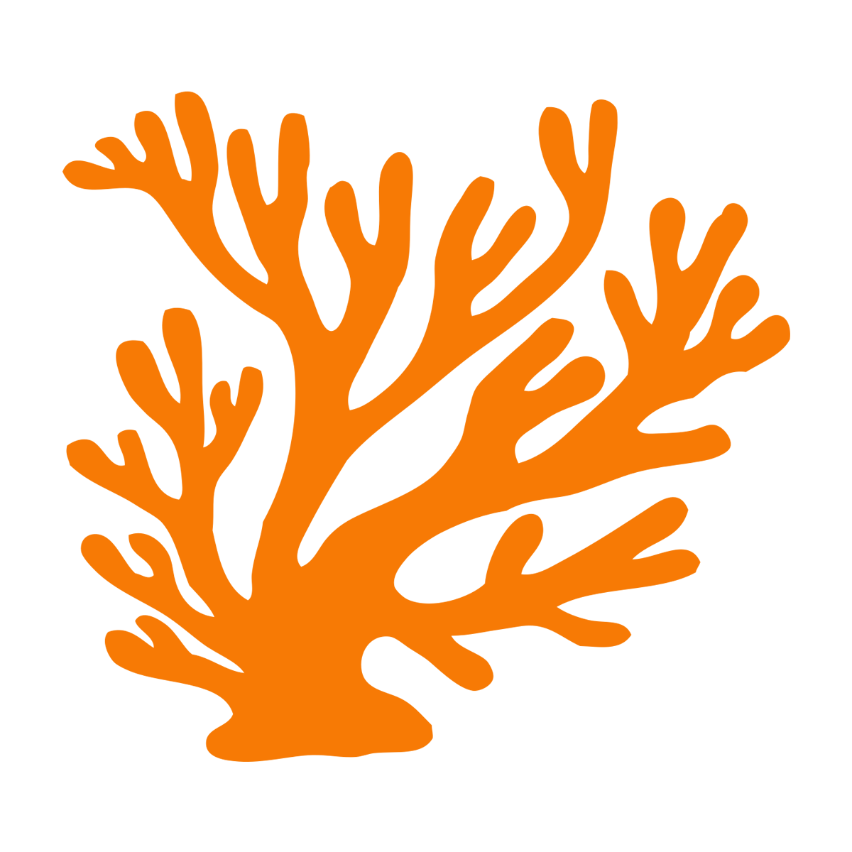 An orange icon of red seaweed