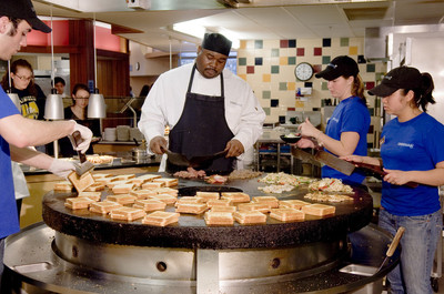 UNH dining employees making sandwiches in Philbrook