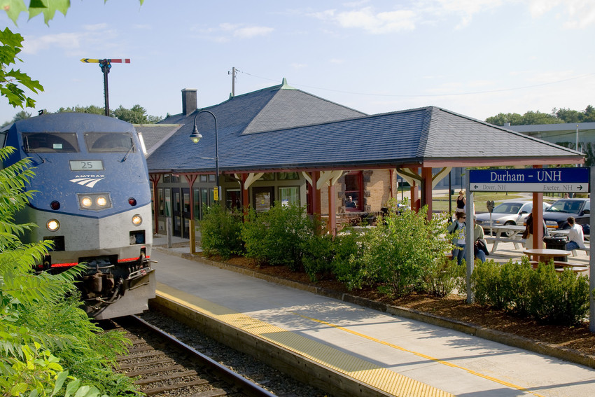 The Amtrak Downeaster stopped by the UNH Dairy Bar