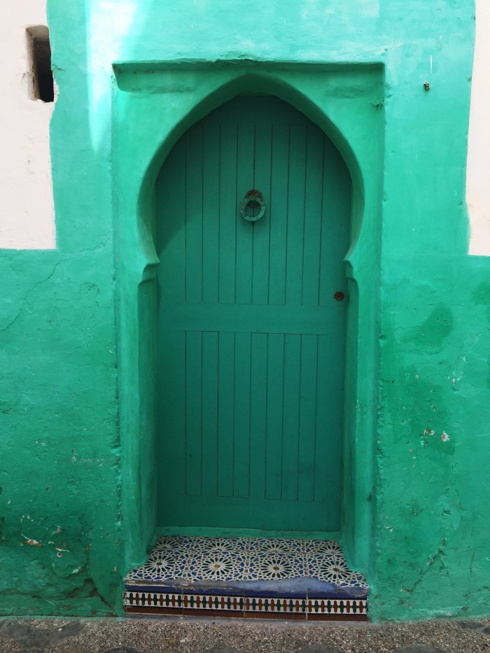 a green doorway in Morocco