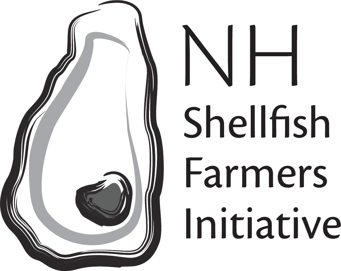 Logo of an oyster with the text NH Shellfish Farmers Initiative