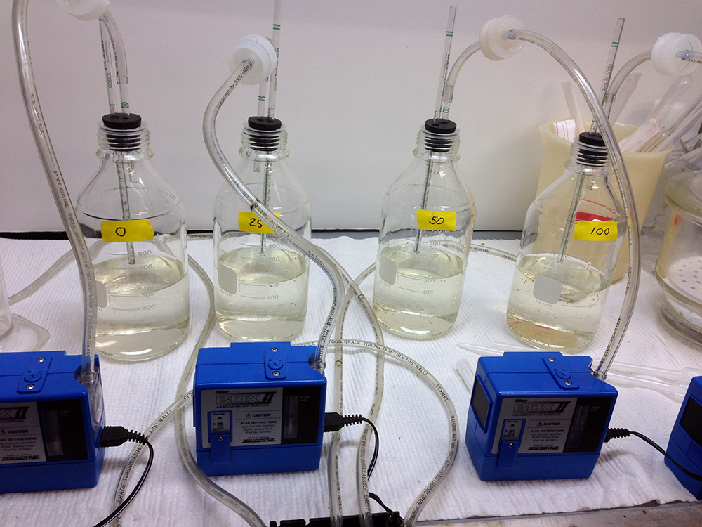 aerosol bottles of UNH researcher