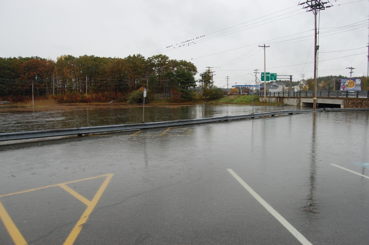 flooded river and roadway