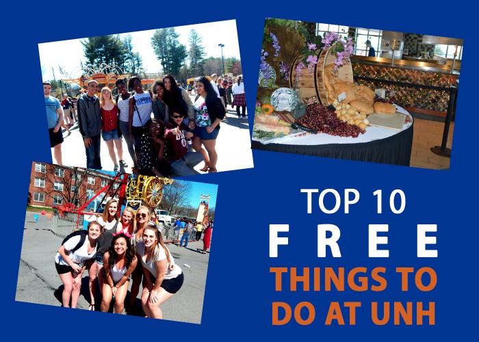 top 10 free things to do at UNH graphic