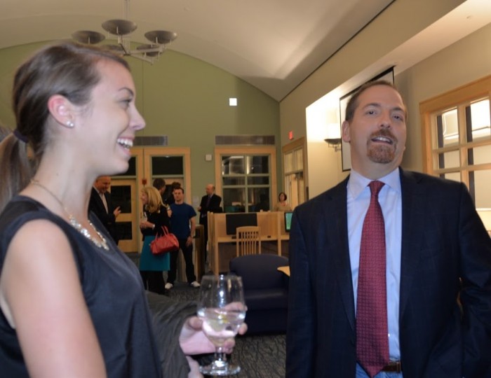 UNH student Charlotte Harris '18 with Chuck Todd