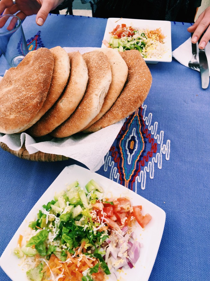 round loaves of bread and vegetables in Morocco